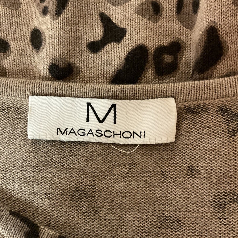 Magaschoni Women's Animal Print V Neck Long Sleeve Cashmere Blend‎ Sweater Sz XL - Picture 7 of 8